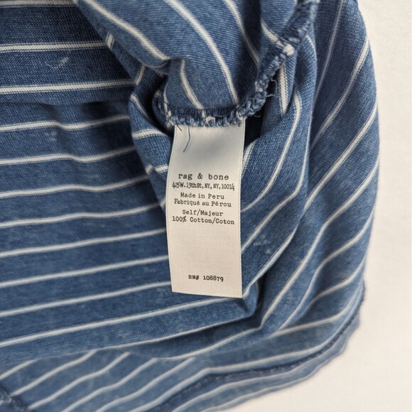 Rag & Bone / Jean Women's Small The Bowery Blue Indigo White Stripe Pocket Tank - Picture 8 of 9